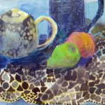 teapot and pear watercolour