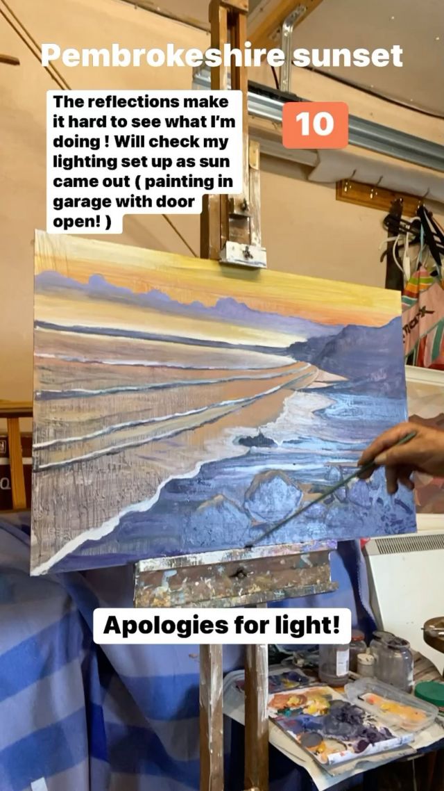 Pembrokeshire sunset 10 #oilpainting #barbarapriceartist #pembrokeshireartist #artinprogress #visualartwork #paintinginprogress #studioartist #atmosphere #oilsketch #wetpaint #artwork #originalartwork #mystudio #oils #sunsetpainting #art #artist #artoninstagram #instagood #instart